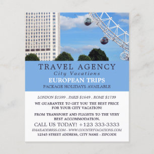 The London Eye, London City, Travel Agency Advert Flyer
