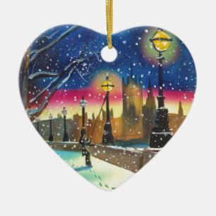 The London lamplighter thames Gordon Bruce art Ceramic Tree Decoration