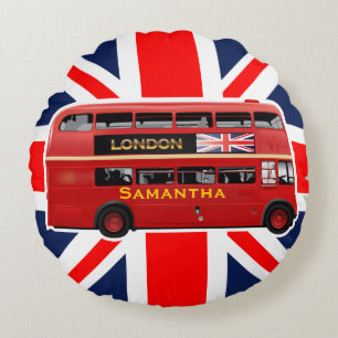 The London Red Bus Round Cushion