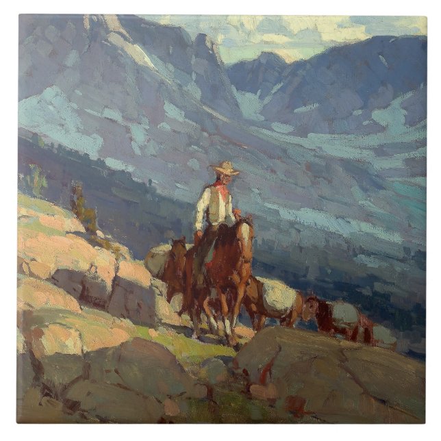 “The Lone Packer” Western Art by Edgar Payne Tile (Front)