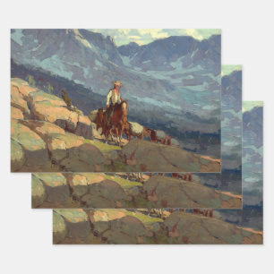 “The Lone Packer” Western Art by Edgar Payne Wrapping Paper Sheet