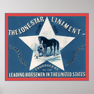 The Lone Star Liniment ~ 1866 ~ Vintage Label Poster
