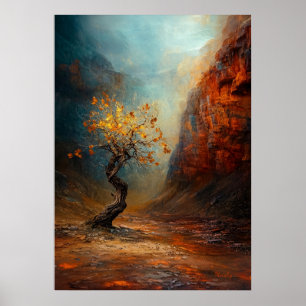 The Lone Survivor Tree - Majestic Canyon Landscape Poster
