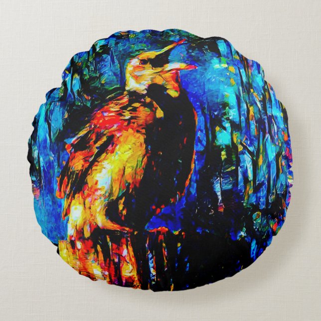 The Lonely Bird 2 Round Cushion (Front)