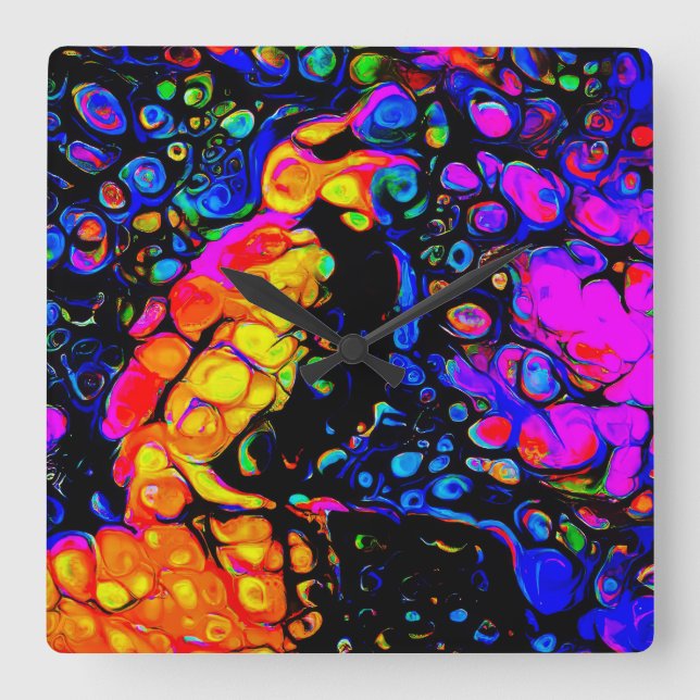 The Lonely Bird 4:  Liquid Art Style  Square Wall Clock (Front)