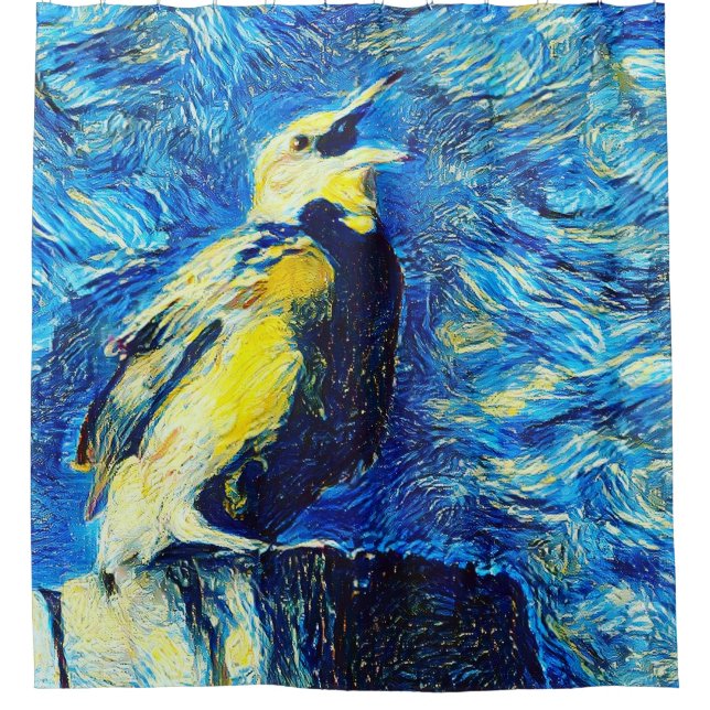 The Lonely Bird VanGogh Style  Shower Curtain (Front)