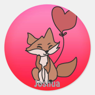 The Lonely Fox and the Heart Balloon Love Classic Round Sticker
