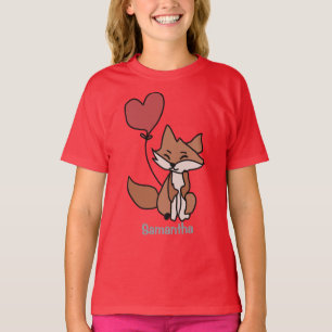 The Lonely Fox and the Heart Balloon Love T-Shirt