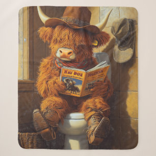 The Lonesome Reader   A Cowboy's Contemplation Sherpa Blanket