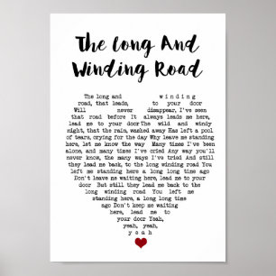 The Long And Winding Road Song Lyric Heart Print