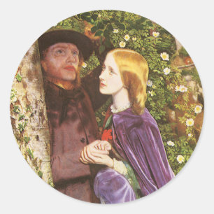 The Long Engagement by Arthur Hughes, Vintage Art Classic Round Sticker