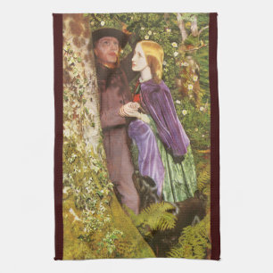 The Long Engagement by Arthur Hughes, Vintage Art Tea Towel
