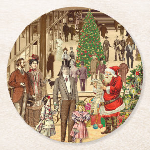 The Long List of Santa Claus Round Paper Coaster