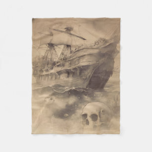 The long lost pirates ship fleece blanket