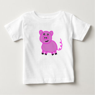 The Long Tailed Cute Pink Pig Baby T-Shirt