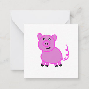 The Long Tailed Cute Pink Pig Card
