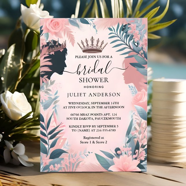 The Long Tulle Regal Glam Blush Pink Bridal Shower Invitation (Creator Uploaded)