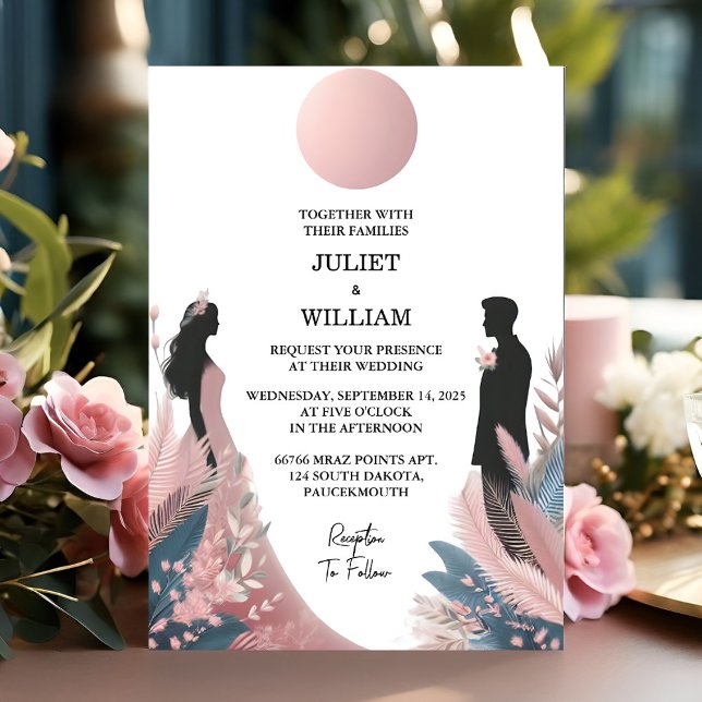 The Long Tulle Regal Royal Glam Blush Pink Wedding Invitation (Creator Uploaded)