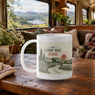 The Long Way Home Linocut Road Mug