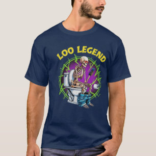 The Loo Legend Skeleton on Toilet Graphic T-Shirt