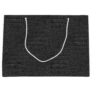 The Look of Black Realistic Alligator Skin Large Gift Bag