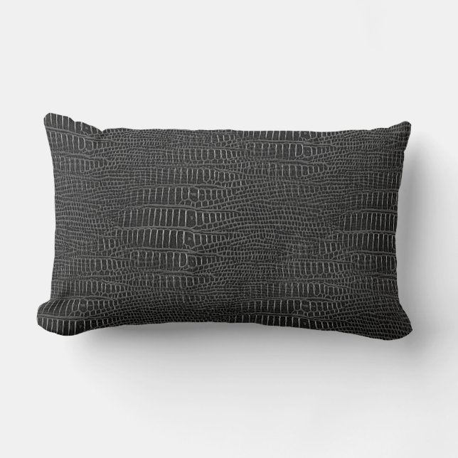 The Look of Black Realistic Alligator Skin Lumbar Cushion (Front)