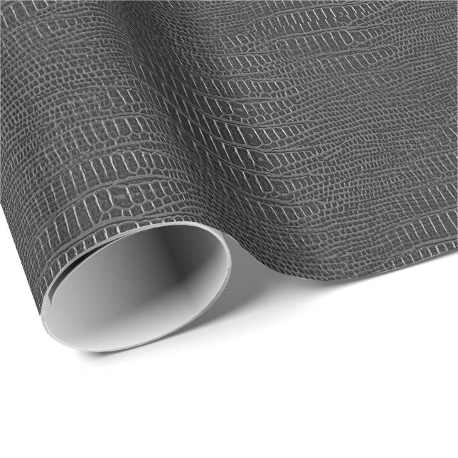 The Look of Black Realistic Alligator Skin Wrapping Paper (Roll Corner)
