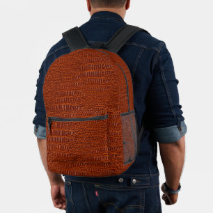 The Look of Brown Realistic Alligator Skin  Printed Backpack
