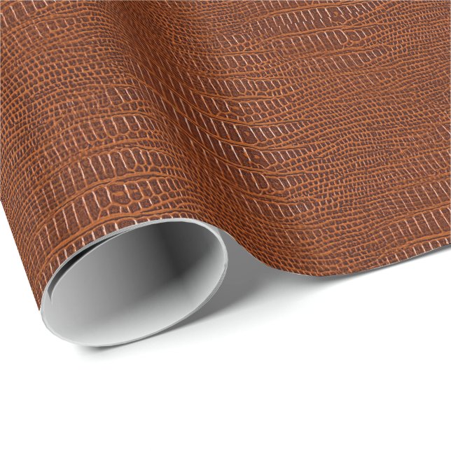 The Look of Brown Realistic Alligator Skin Wrapping Paper (Roll Corner)