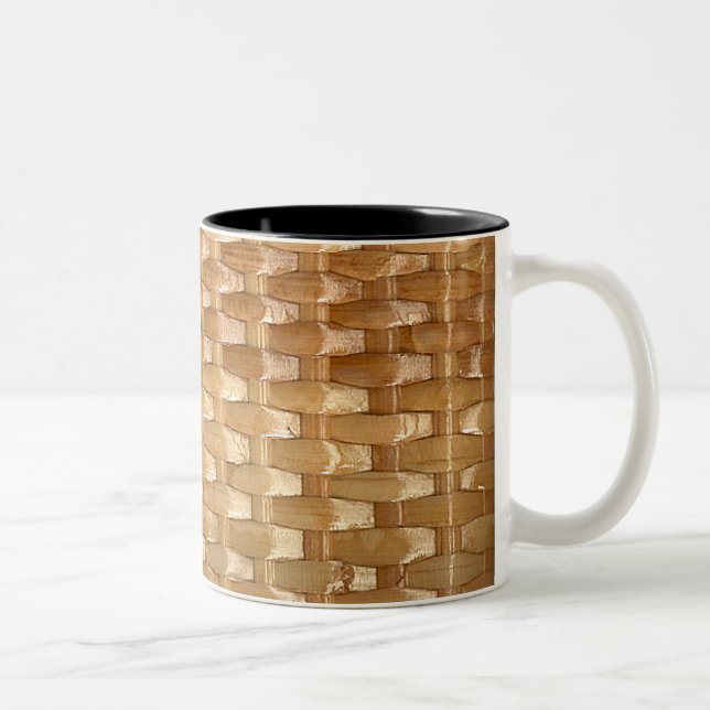 The Look of Lacquer Wicker Basketweave Texture Two-Tone Coffee Mug (Right)
