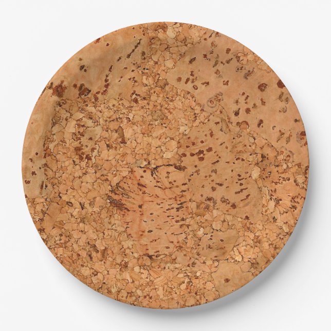 The Look of Macadamia Cork Burl Wood Grain Paper Plate (Front)