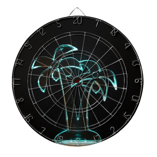 The Look of Neon Lit Up Tropical Palm Trees Dartboard (Front)