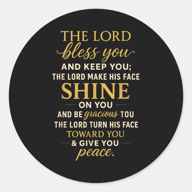 The Lord Bless You And Keep You  Classic Round Sticker (Front)