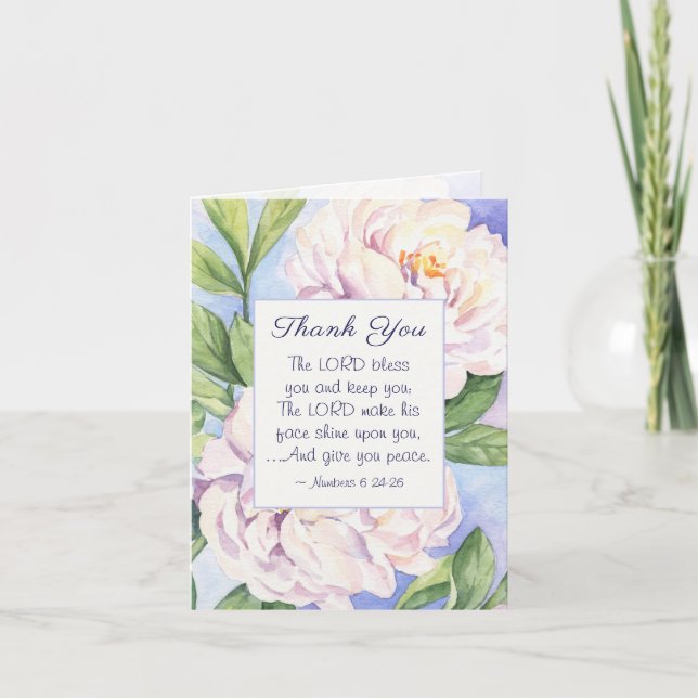 The Lord Bless You Bible Inspirational Floral Thank You Card (Front)