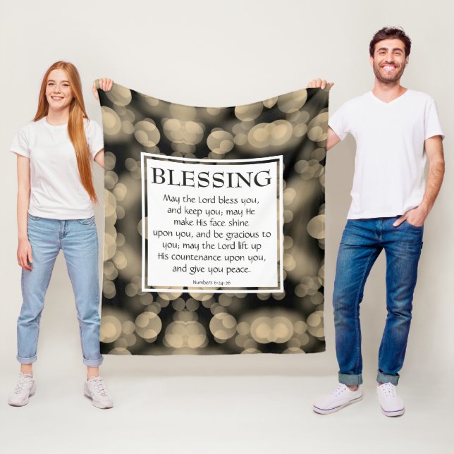 THE LORD BLESS YOU Numbers 6:24-26 BEIGE Fleece Blanket (In Situ)