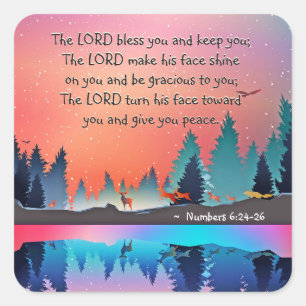 The Lord Bless You Numbers 6:24-26 Bible Verse Square Sticker