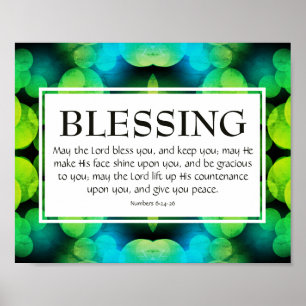 THE LORD BLESS YOU Numbers 6:24-26 BLESSING Blue Poster