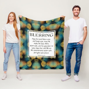THE LORD BLESS YOU Numbers 6:24-26 BLUE Fleece Blanket