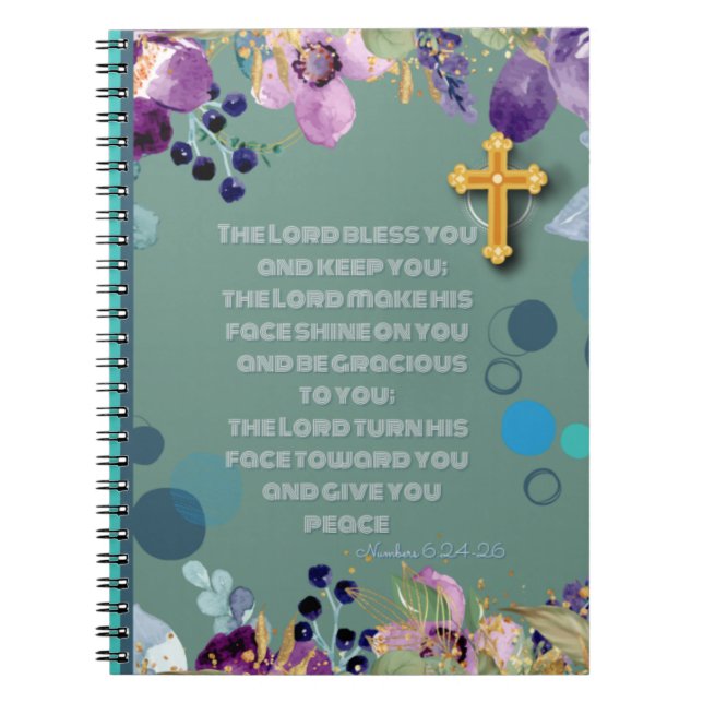 "The Lord Bless You" Numbers 6:24-26 Christian  Notebook (Front)