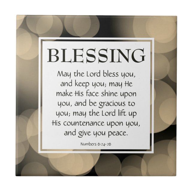 THE LORD BLESS YOU Numbers 6:24-26 Christian Tile (Front)