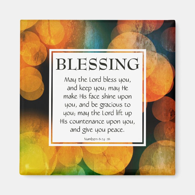THE LORD BLESS YOU Numbers 6:24-26 ORANGE Magnet (Front)