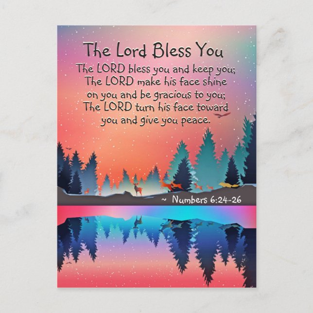 The Lord Bless You Numbers 6:24-26 Winter Lake Postcard (Front)