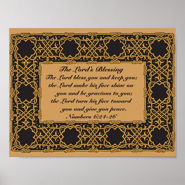 The Lord Bless You, Numbers 6:24, Celtic Design Poster (Front)