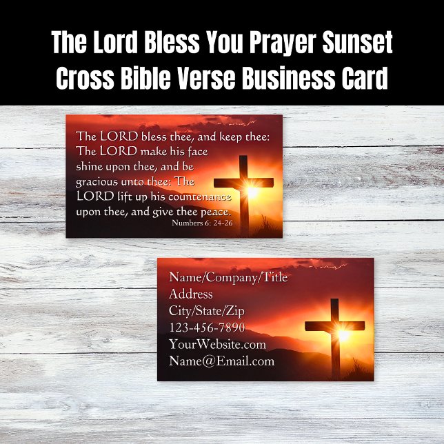 The Lord Bless You Prayer Sunset Cross Bible Verse Business Card (The Lord Bless You Prayer Sunset Cross Bible Verse Business Cards)