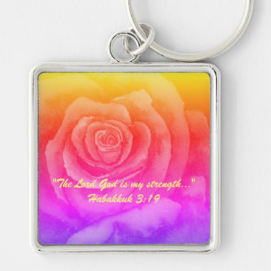 "The Lord God is my strength..." Bible truths  Key Key Ring