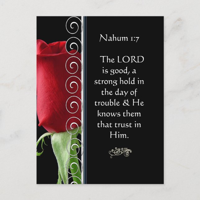The LORD is good a strong hold in  day of trouble Postcard (Front)