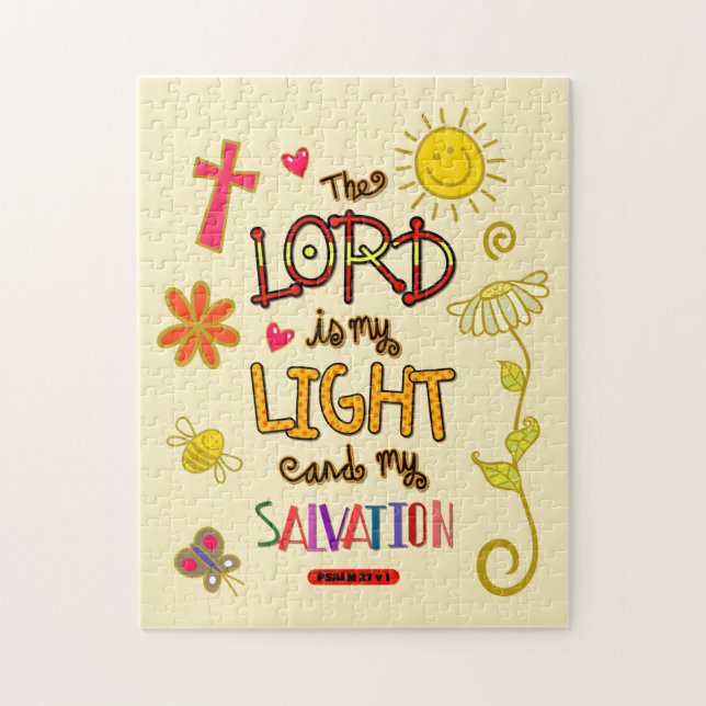 The Lord is My Light and My Salvation Bible Verse Jigsaw Puzzle (Vertical)