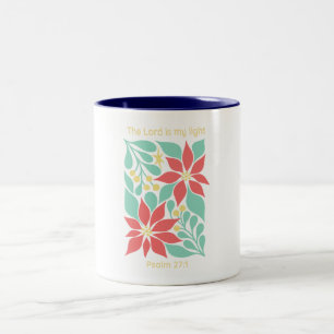 The Lord Is My Light – Psalm 27:1 Floral Christmas Two-Tone Coffee Mug
