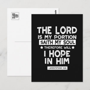 The Lord is My Portion Lamentations 3 24 Quotes Postcard