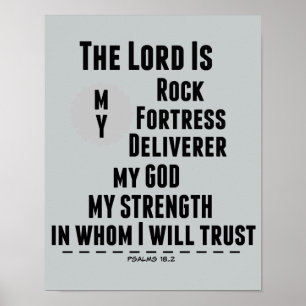 The Lord is my Rock Bible Verse Poster